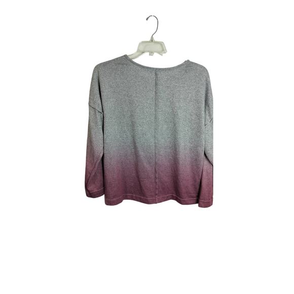 4384) Lucky Brand Ombre Peachy Pink Knit Large Long Sleeve Crewneck Sweatshirt - Picture 5 of 7